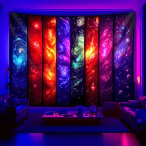 1pc Mysterious And Vast Universe, Starry Sky Pattern - Glow In The UV Light Party Banner Tapestry, Large Size Peach Skin Fluorescent Printing Tapestry, Bedroom Hanging Tapestry For Party Festival, Bedroom Home Decor, Wall Decoration With Free Accessories