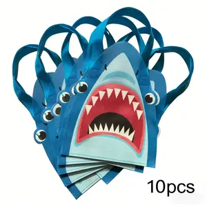 10 Shark-Shaped Gift Bags, Ocean Style Non-Woven Pouches, Birthday Party Favor Bags, Fun and Durable Packaging Solutions