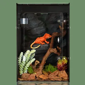 MonsterBox12"12"18"PVC Reptile Enclosure for Nocturnal Geckos High-Quality Black Material Light-Shielding Heat Retention Easy Installation Breathable Mesh Top Design