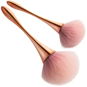 Rose Gold 2-Piece Large Mineral Powder Brushes Soft Fluffy Makeup Brushes for Foundation Blush & Highlighter Professional Set for Blending Buffing Contour Formation