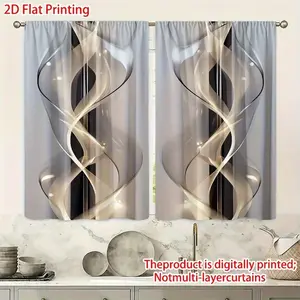 2pcs High-Definition Digital Striped Print Curtains, 100% Polyester Material, Semi-Transparent Privacy Protection, Washable, Window Curtain, Bedroom and Living Room Decor