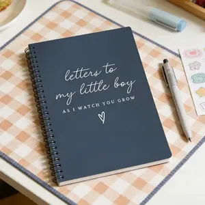 1pc Keepsake Memory Journal "Letters to My Little One" - An inspirational spiral-bound guestbook with the design "As I Watch You Grow", featuring an elegant blue cover and white text. An ideal gift for birthdays, emotional presents, suitable for new mothe