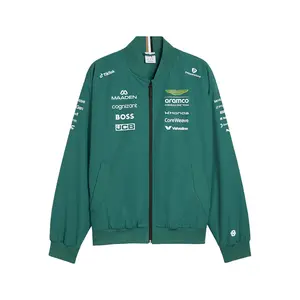 PUMA Mens X Aston Martin Aramco F1 Replica Bomber Jacket Athletic Outerwear Casual - Green