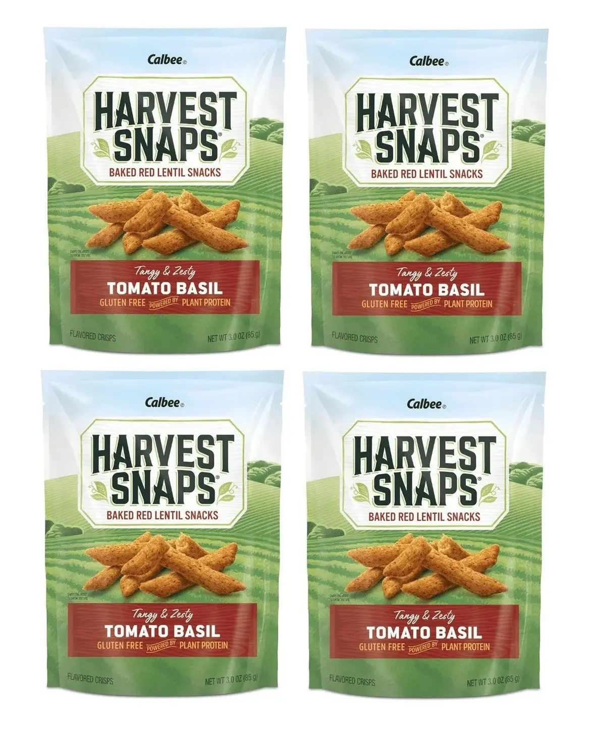 Calbee Harvest Snaps Red Lentil Snack Crisps Tomato Basil 3.0 oz Plant ...