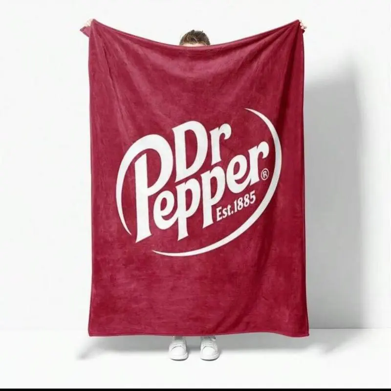Dr Pepper Wine Logo Flannel Blanket, Vintage Brand Warm Throw, Perfect Gift for Friends & Family, Home Decor, Travel & Camping Rug