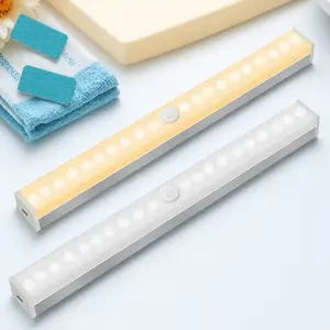 USB Motion Sensor LED Light Strips, Magnetic Rechargeable Under Cabinet Lighting, Bright Dimmable Night Light for Closet Stairs Kitchen Wardrobe, No Drill Installation, Long Lasting Eco Friendly Home Use