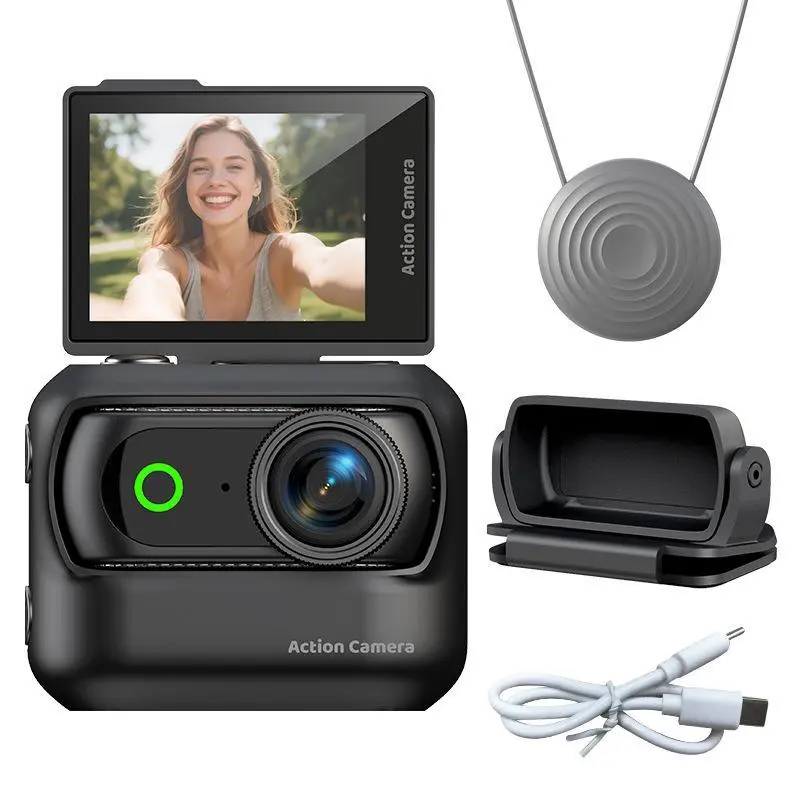 Thumb Action Sports Camera, Vlogging Video Camera, Bike Camera, Bicycle Camera: Panoramic Shooting, WiFi Connection, Anti-shake and Magnetic Design. Lightweight and Portable, Ideal for Travel, Cycling and Daily Vlogging