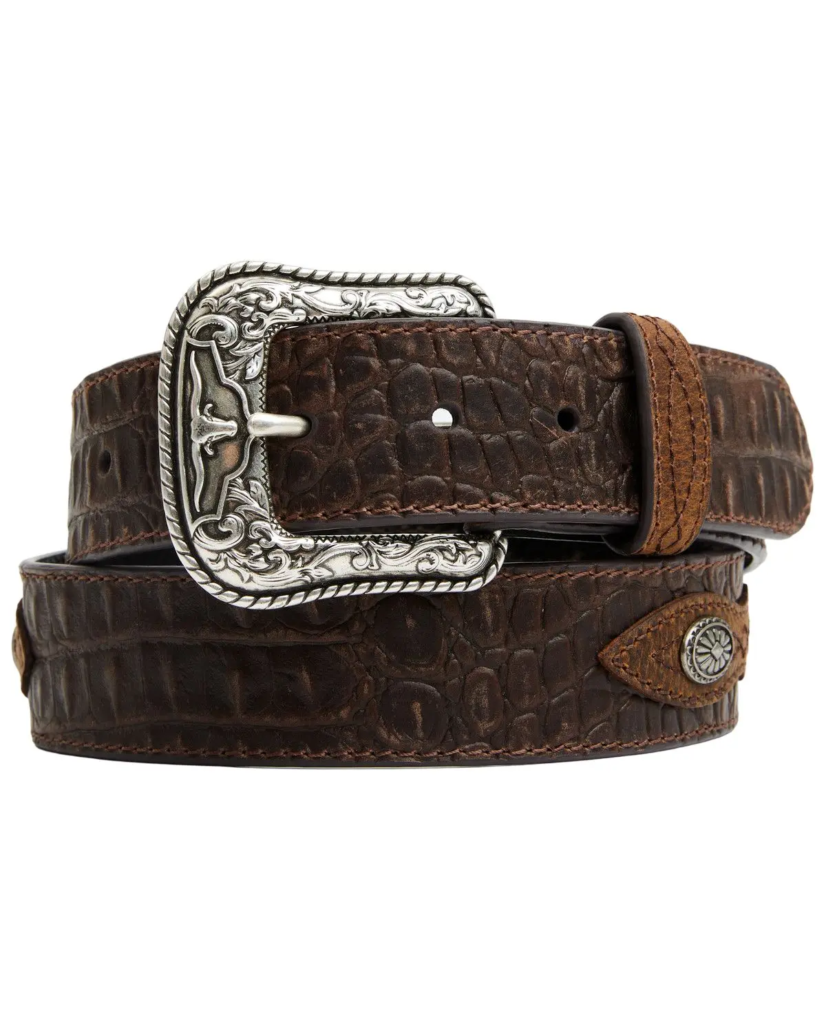 Cody James Men's Men'S Caiman Print Medallion Leather Belt - 2611150243