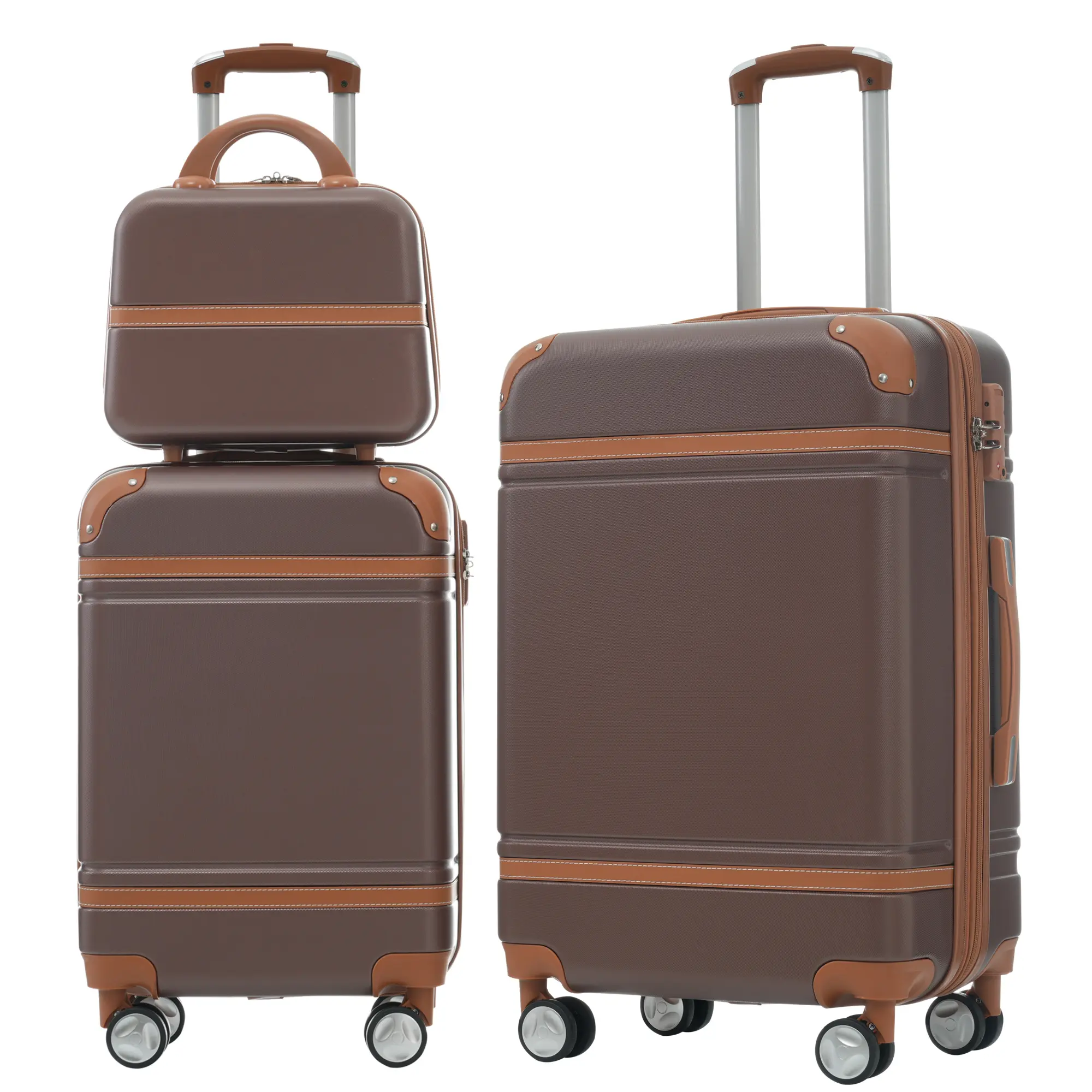 Hardshell Luggage Sets 3 Pieces 20"+24" Luggages and Cosmetic Case Spinner Suitcase with TSA Lock Lightweight Travel Set