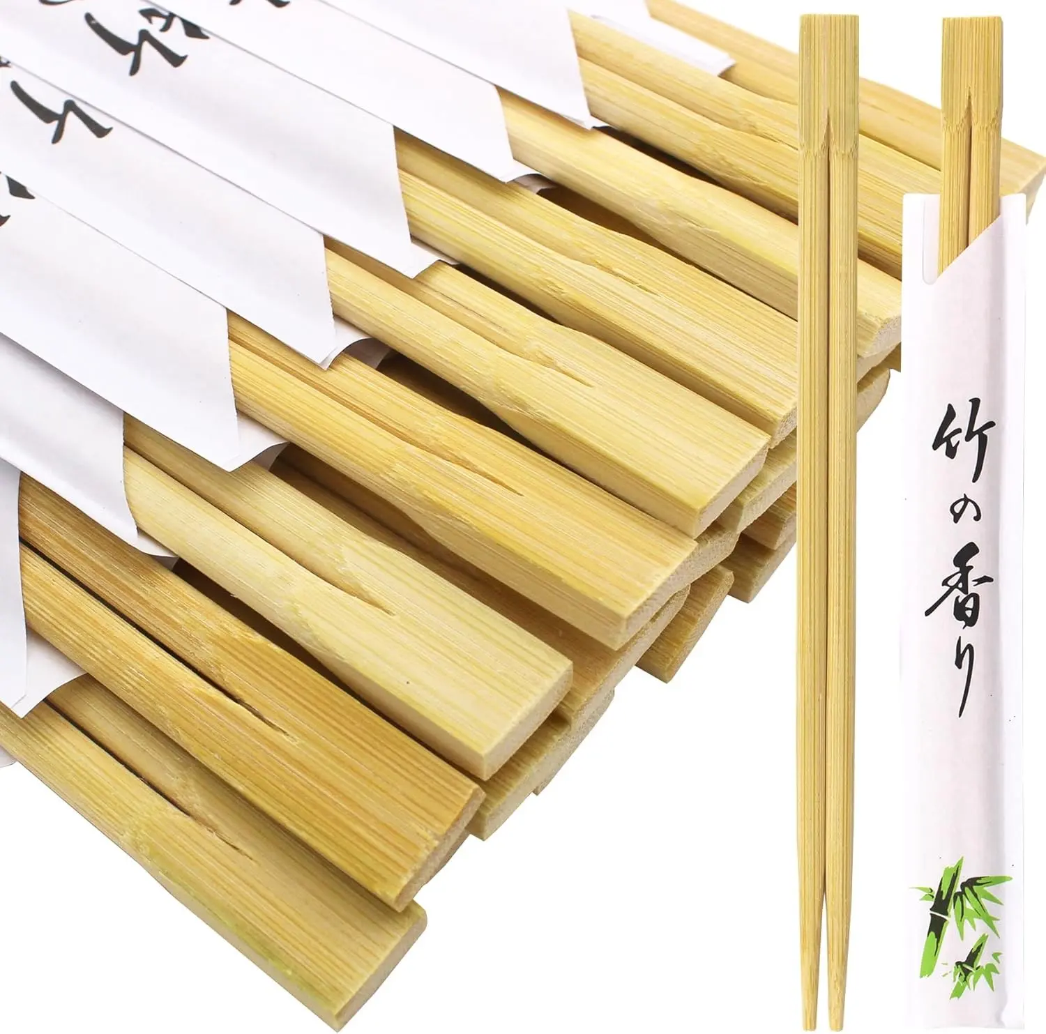 100 Pairs 9 inches Smooth Disposable Bamboo Chopsticks Individually Wrapped Chopstick for Sushi Noodles Splinter-Proof Design