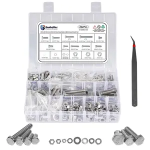 292Pcs A2 304 Stainless Steel Hex Head Flange Bolt & Nut Assortment Kit, Metric M6 M8 M10 Fasteners with Durable Storage Case
