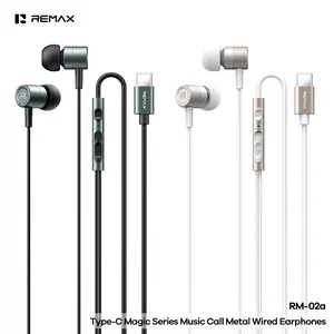 REMAX In-ear Earphones with Microphone 1.2m Wired Control for Music and Mobile Phones, TYPE-C/3.5mm Round Hole RM-02