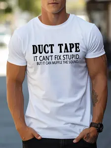 Men's Regular Shoulder Slim Fit T-Shirt with English Pattern Print