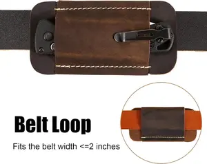 Leather Knife Case & Sheath for Belt – Horizontal Carry Pocket Knife Holder, Handmade EDC Belt Organizer, Compact Folding Knife Holster, Durable Leather Knife Pouch (Black)