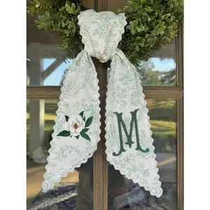 Embroider Sash for Summer Wreath, Spring Embroidery Sash