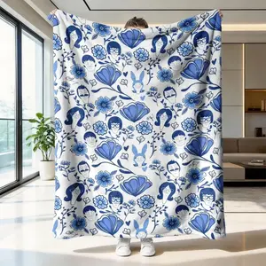 Bobs Burgers Inspired Cartoon Blanket High Weight Flannel Throw Ultra Soft Warm Anti Wrinkle Easy Clean Cozy Blanket for Bedroom Sofa Living Room Gift for Cartoon Fans Viral Trending Style