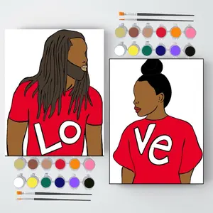 Valentine's Day Pre-Drawn Canvas | Couples | Loc Love | Paint and Sip