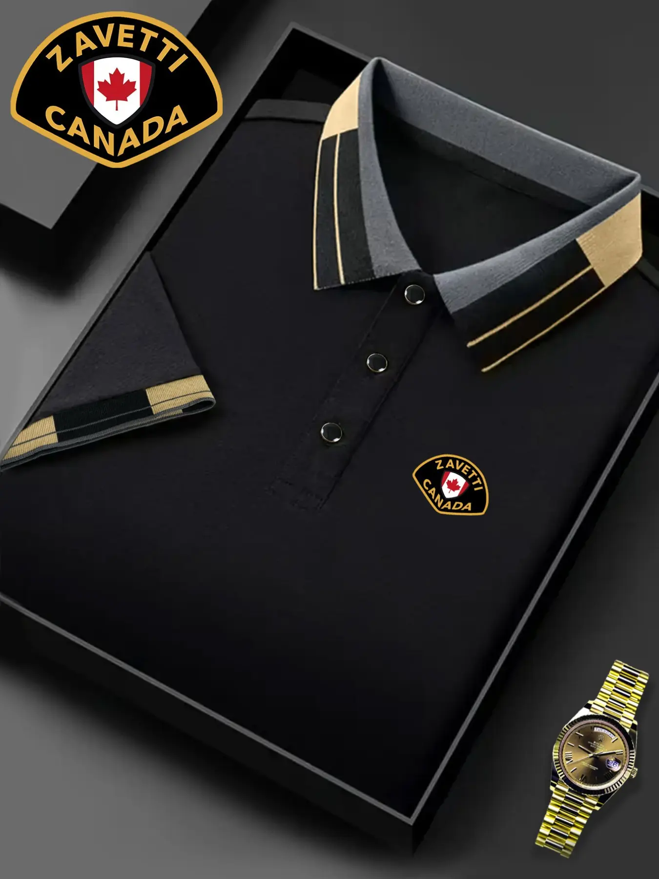 Men's Zavetti Polo Shirt, Casual Golf Polo, Elastic Casual Breathable All-Season Wear, High-Quality Fitted Design, Comfortable Durable Fabric, Top