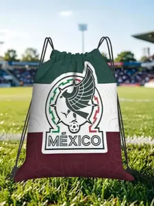 1 pc Mexico Football Drawstring Bags Sports Pouch Print Backpack Boy Girls School Shoe Bag Match Day Essentials