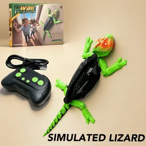 Remote Control Wall-Climbing Lizard Toy LED Glowing Eyes 360° Drift Soft Rubber Reptile for Indoor Party Holiday Gift
