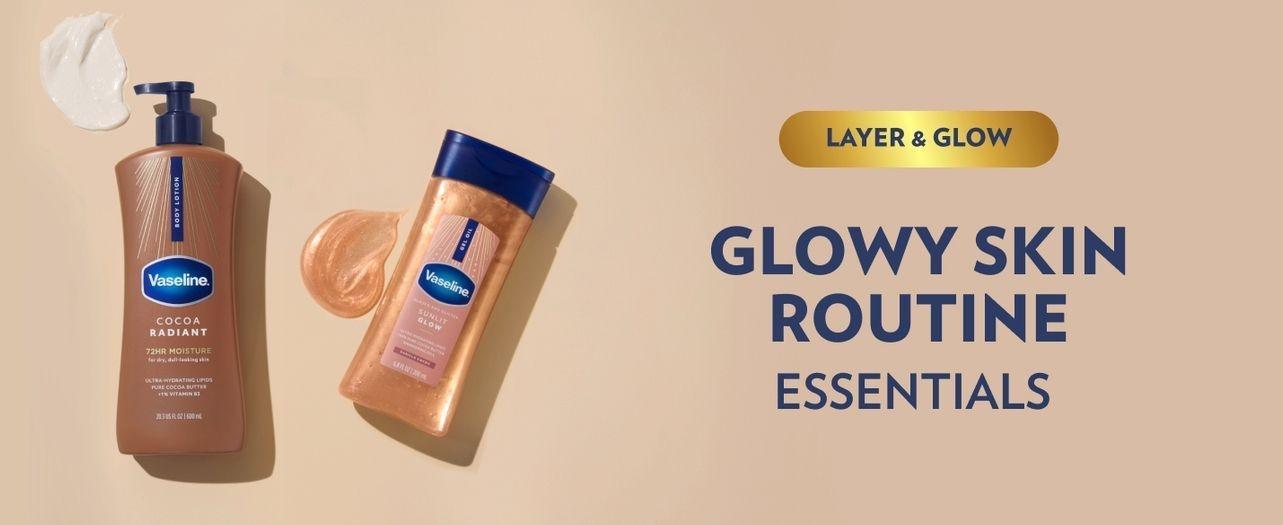Vaseline Glazed and Glisten Sunlit Glow Body Gel Oil Vanilla Cocoa Shimmering with Ultra-Hydrating Lipids and 100% Pure Cocoa Butter, 6.8 Oz