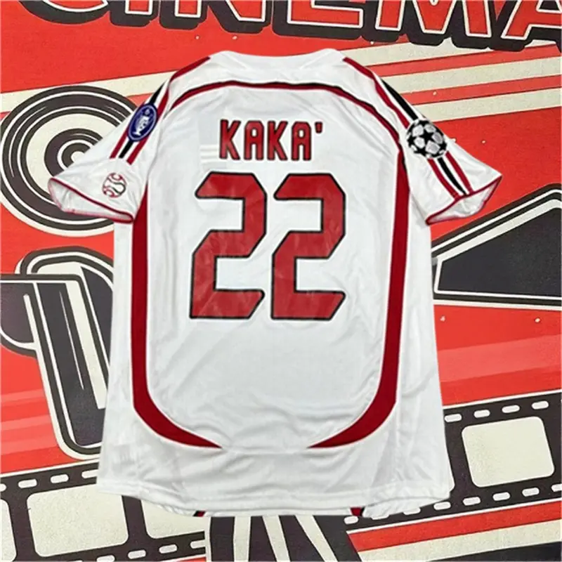 2006 2007 Away Retro White No.22 Kaka Short Sleeved Soccer Jersey