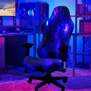1 Set Modern Galaxy pattern UV Black light Reactive Glowing Computer Game Chair Cover, Milk Fiber Fabric With Elastic And Detachable Design That Is Machine Washable. Suitable For Office, Bedroom And Computer Gaming Chair Decoration.
