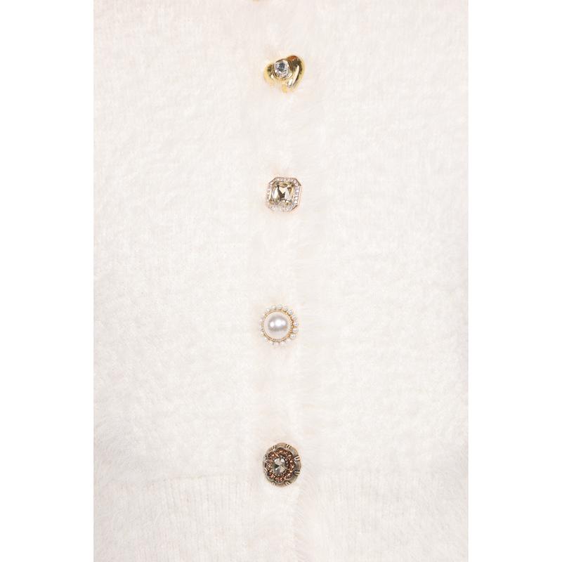 Jintie Vintage Button Cardigan - Cream