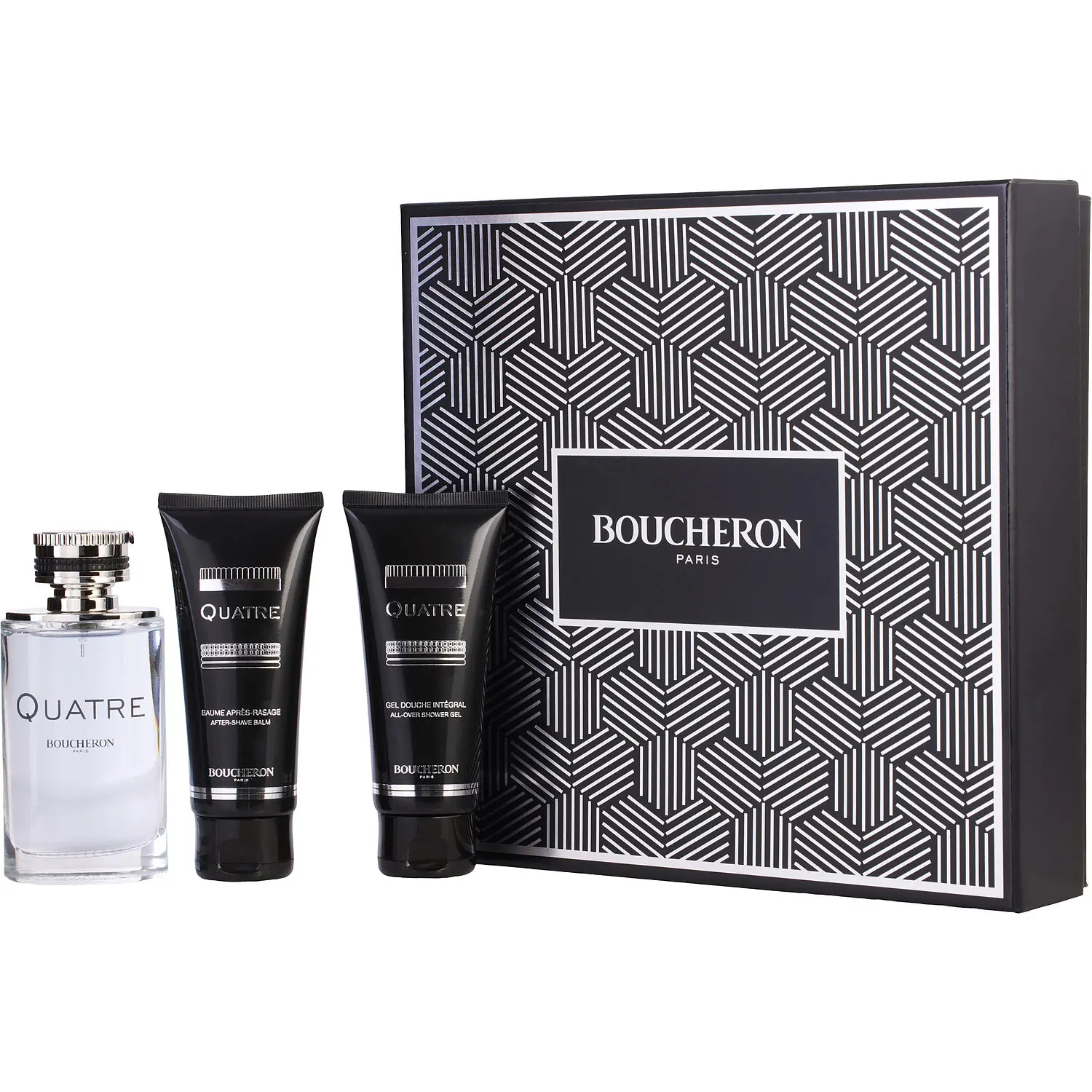 Boucheron Quatre Set-Edt Spray 3.3 Oz & Aftershave 3.3 Oz & Shower Gel 3.3 Oz For Men