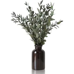 Dried Thin Leaf Eucalyptus Stems for Shower 14-17" Real Branches for Vase Filler, Home Bathroom Wedding Arrangement Decor, Natural Fresh Greenery Hanging Preserved Plant