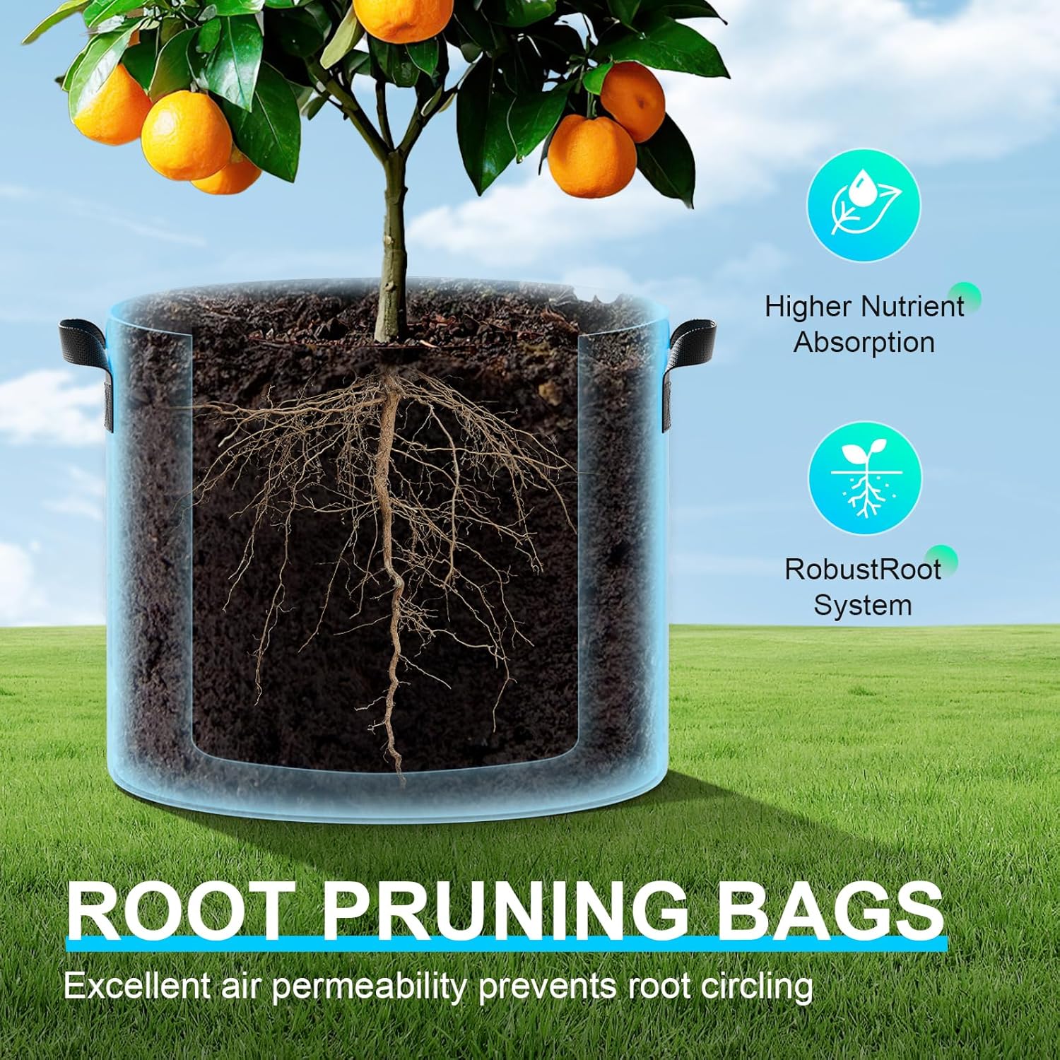 Guard 4-Pack Fabric Grow Bags 5 Gallon, Thickened Nonwoven Garden Pots, Growing Bags with Handles, BlacK