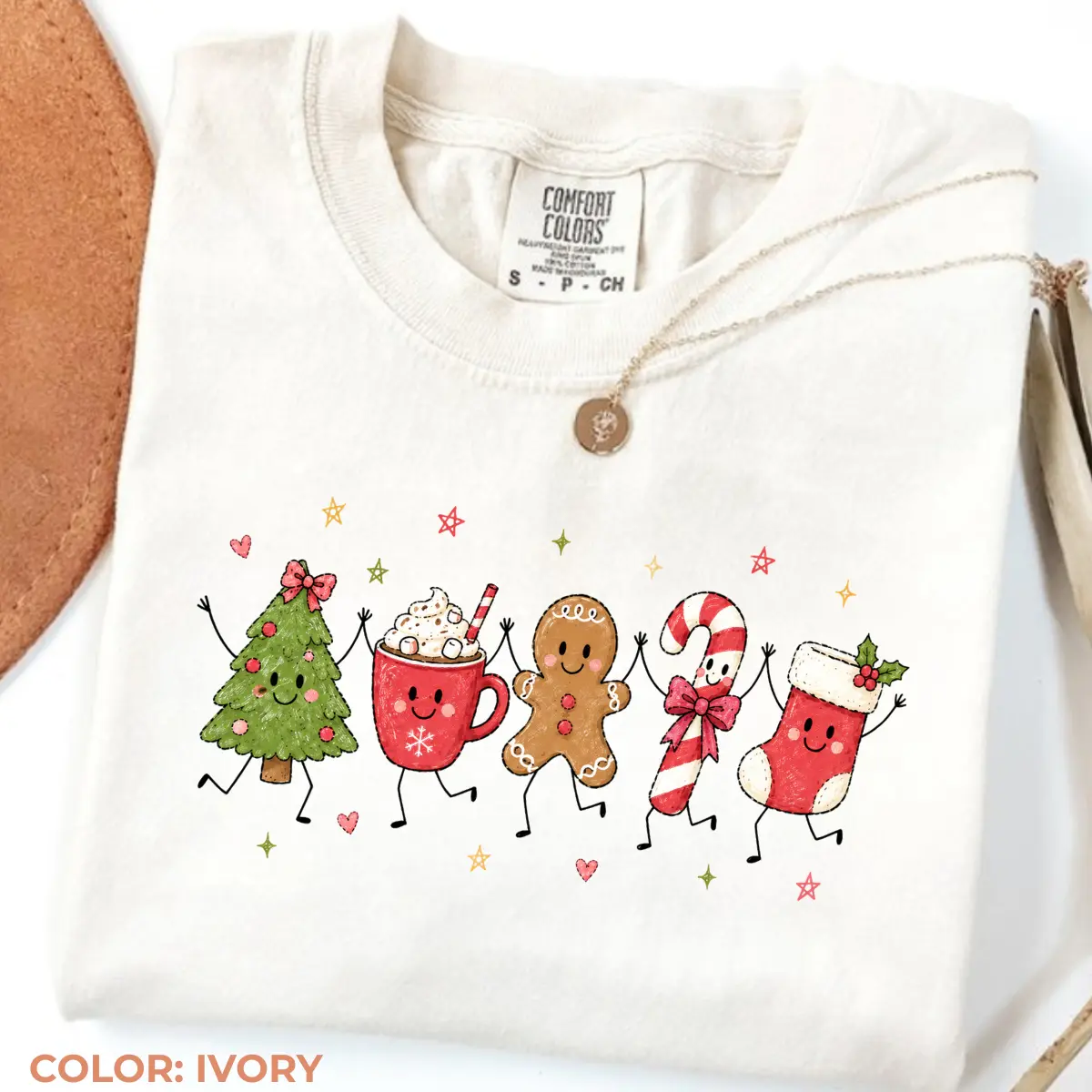 Comfort Colors Christmas Doodles Shirt, Cute Snowman Gingerbread Tee, Retro Christmas Tree T-Shirt, Festive Winter Apparel Top