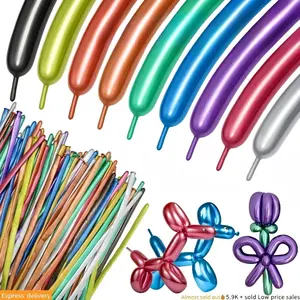 50pcs Metallic 260q Balloons Kit, Long Twisting Balloons for Animal Shapes, Christmas, Birthday & Wedding Decor, Premium Latex Modeling Balloons