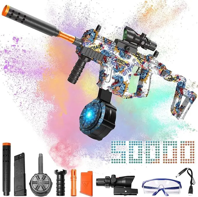 JOYNAS Automatic Dual Mode Gel Balls Blaster Toys Rechargeable Splatter Gel Ball Blaster with Goggles and Ammo Drum, Outdoor Activities Shooting Game