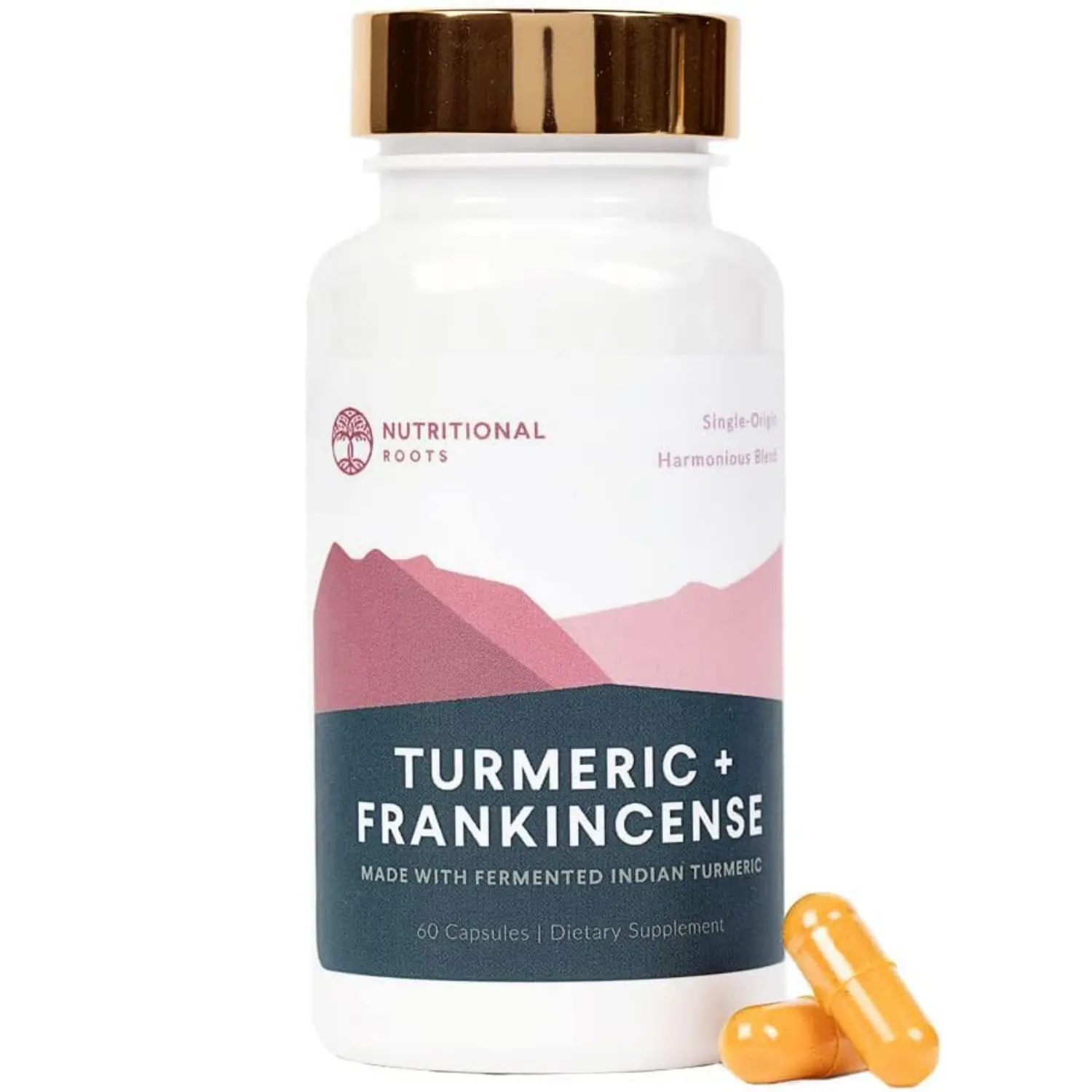 Nutritional Roots - Indian Turmeric + Frankincense - With 95% Curcuminoids, Curcumin Longa, Boswellia Serrata & Black Pepper - Supports Joint Health - Dietary Supplement - 1 Month Supply - 60 Capsules
