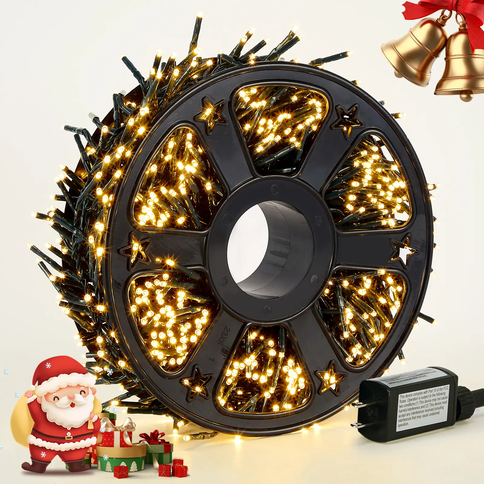 Waterproof Twinkle fairy light decorative light Christmas Tree light Cluster Lights , 49ft/82ft/164ft Outdoor Indoor String Lights 1000LED 8 Modes Plug in festive Holiday Party Yard Garden Decorations, Warm white light