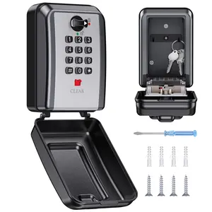 Vewaci Wall-Mounted Key Lock Box, 12 Digit Combination Lock Box for Keys with Resttable Code, Large Capacity & Weatherproof Outdoor Lockbox, Spare Key Safe Storage Lock Box for Home, Office, Garage