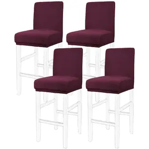 PiccoCasa 4 Pcs Bar Stool Covers Pub Counter Stool Cover Chair Seat Cover Washable Slipcovers for Dining Room Kitchen Height Counter Chairs Burgundy