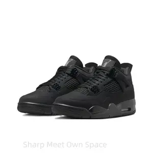 Heavy Duty Wear Resistant Suede Mid Top Skate Shoes, All Black Hollow Grid Cushioned Outsole Impact Absorbing Street Trainers