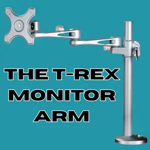 T-Rex Single Monitor Arm with 4-21" Horizontal Travel Range & 18" Vertical Post VESA Compatible up to 24" Diagonal Monitors