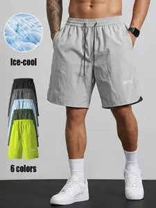 Men’s fitness shorts — quick-drying, breathable, lightweight athletic shorts; loose fit running shorts with side slits; summer beach and training shorts
