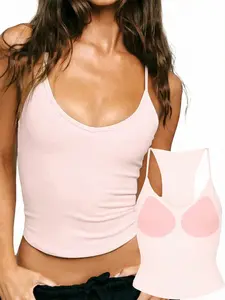 Danysu Double-Layer Padded Racerback Stretchy Crop Tank Tops V Neck Slim Fitted Tee Workout Gym Yoga Y2K Going Out Camisole Short