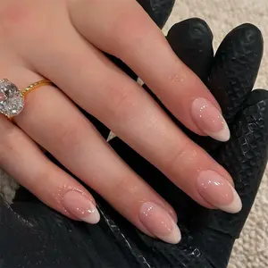 Almond Fake Nail, French Style Press on Nails for Women & Girls DIY Nail Art, Elegant Stick on Nails Kit