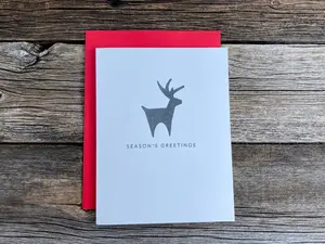 Set of 5 Handmade Holiday Cards, Minimalist Reindeer