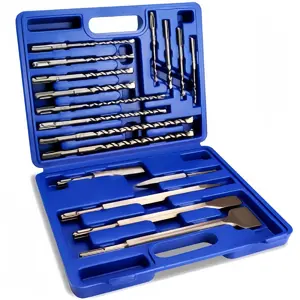 17PCS SDS Plus Drill Bits & Chisel Set, Rotary Hammer Masonry Drill Bit Flat Point Spade Chisel Kit for Concrete Brick Stone Wall Drilling Breaking