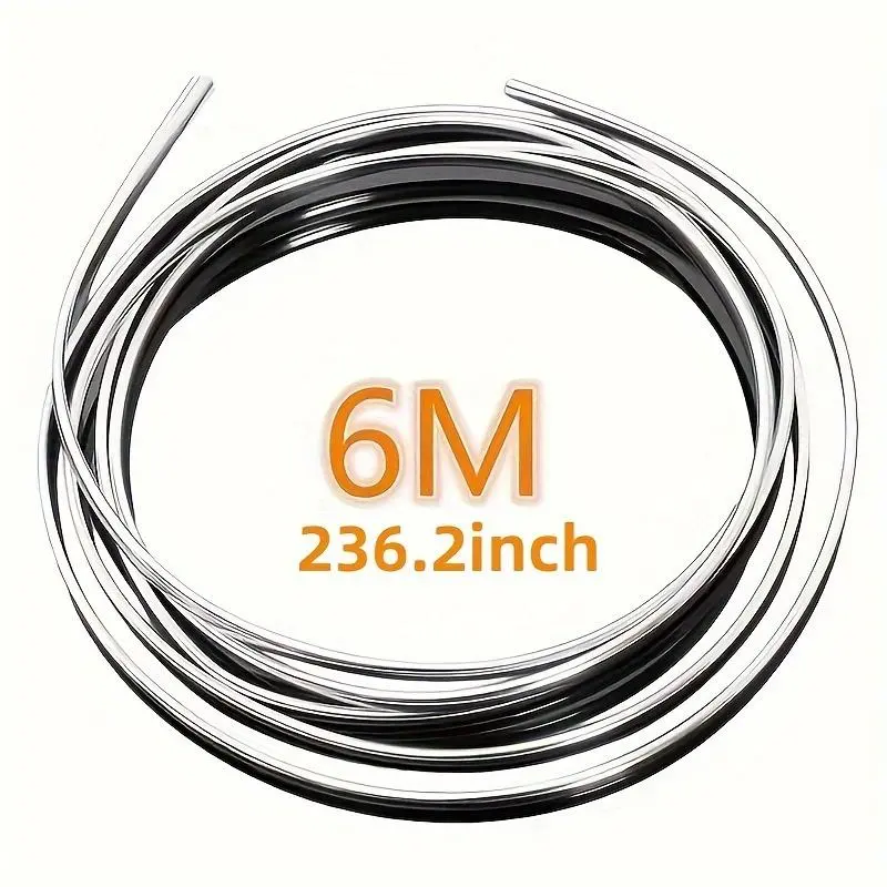 6M Car Door Chrome Moulding Trim Strip Edge Scratch Guard Protector Cover Strip Roll Chrome Styling Moulding Trim Strip Car Interior Accessory Car Accessories