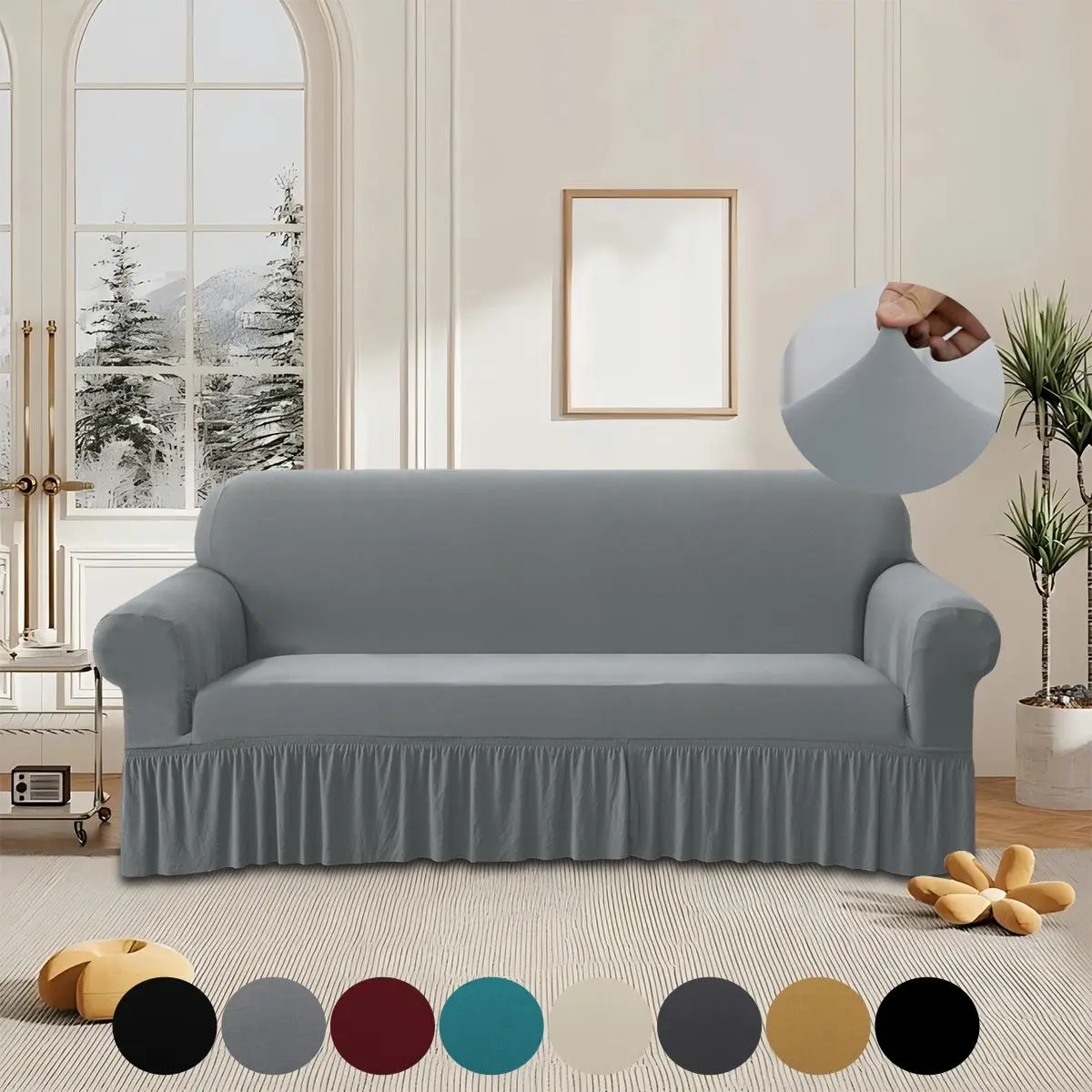 Solid Color Stretch Sofa Slipcover, 1 Count Dustproof Elastic Couch Protector, Sofa Protective Cover for Home & Living Room