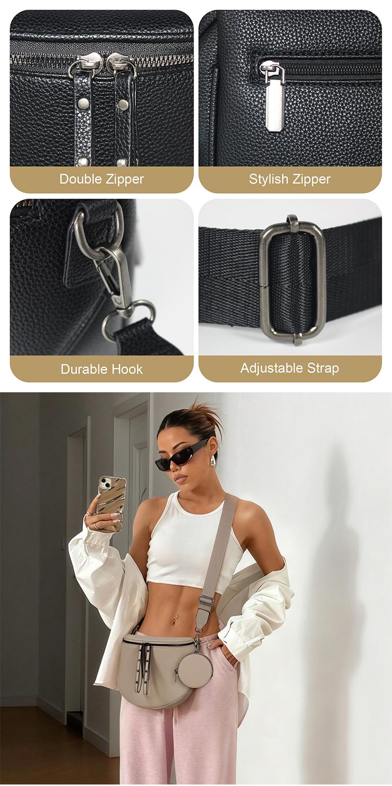 Women's Saddle Crossbody Bag, Genuine Leather Large Capacity Shoulder Bag with Detachable Coin Purse, Waterproof Adjustable Strap, Perfect for Travel, Daily Outings, Shopping – Ideal Birthday/Christmas Gift for Her Women's Saddle Crossbody Bag, Genuine Leather Large Capacity Shoulder Bag with Detachable Coin Purse, Waterproof Adjustable Strap, Perfect for Travel, Daily Outings, Shopping – Ideal Birthday/Christmas Gift for Her