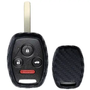 iJDMTOY Carbon Fiber Pattern Soft Silicone Key Fob Cover Case For Honda Accord Civic CRV CRZ FIT Insight Pilot Odyssey Ridgeline, etc 2 3 4 Button Key