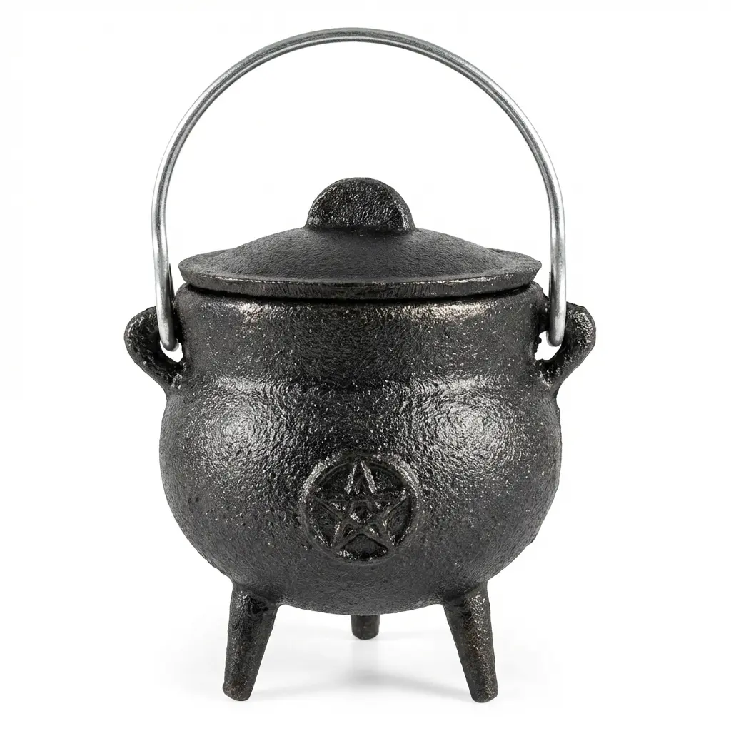 Pentagram Cast Iron Cauldron 3 Inch — Wicca Altar Smudge Bowl